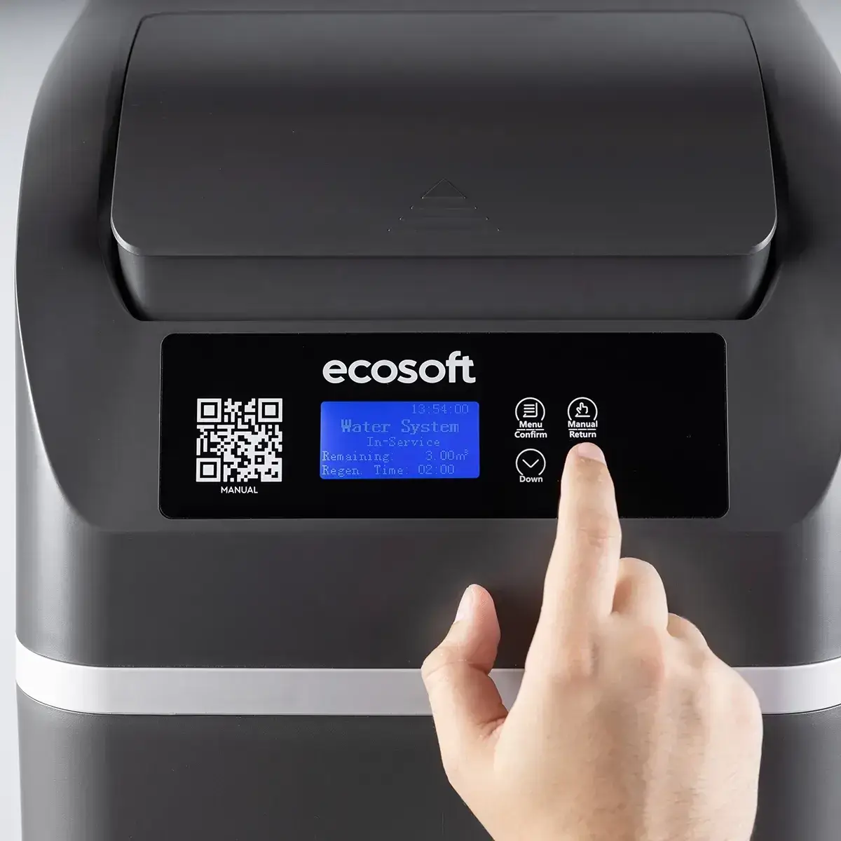 Statie dedurizare apa cabinet Ecosoft CUBE 150, tehnologie schimb ionic, 15 litri rasina, debit nominal 2 m2/h