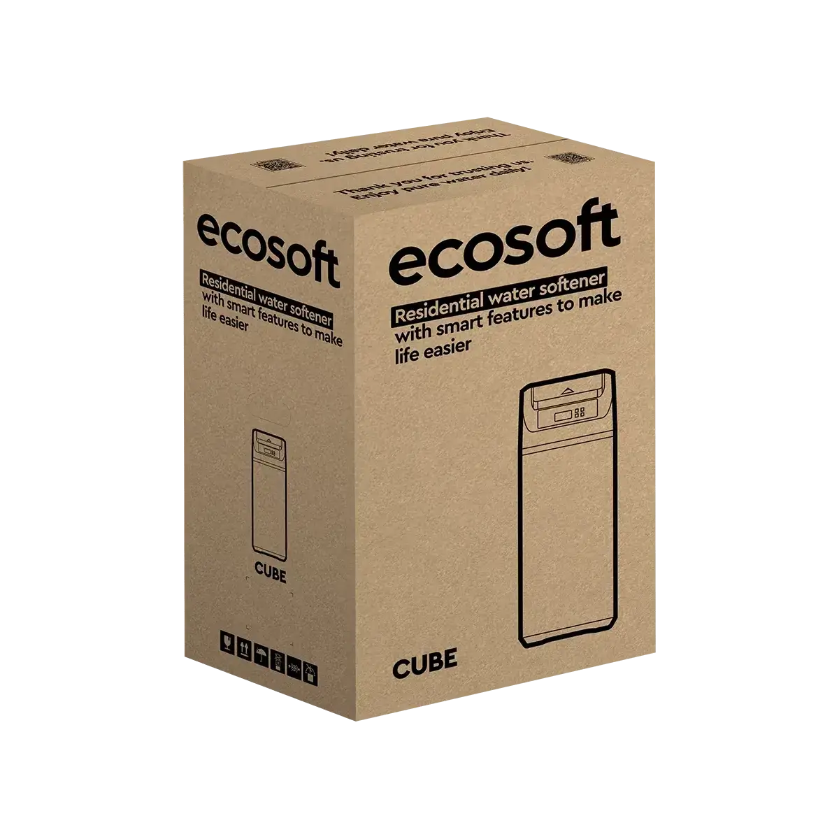 Statie dedurizare apa cabinet Ecosoft CUBE 150, tehnologie schimb ionic, 15 litri rasina, debit nominal 2 m2/h