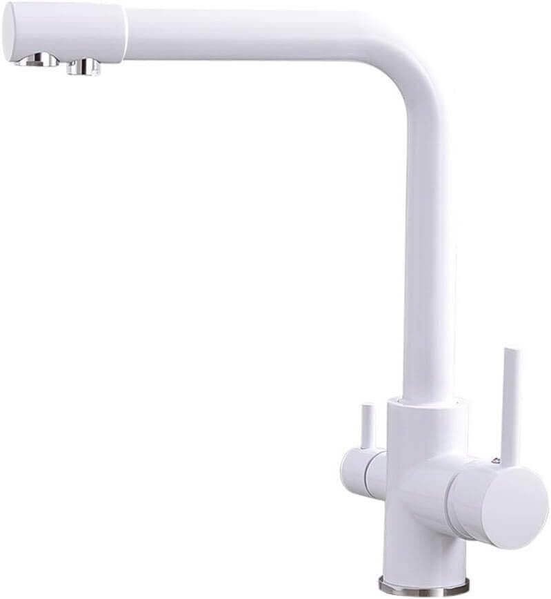Baterie de bucatarie cu 3 cai Premier Tall White, finisaj alb, flux separat pentru apa filtrata si apa menajera rece si calda