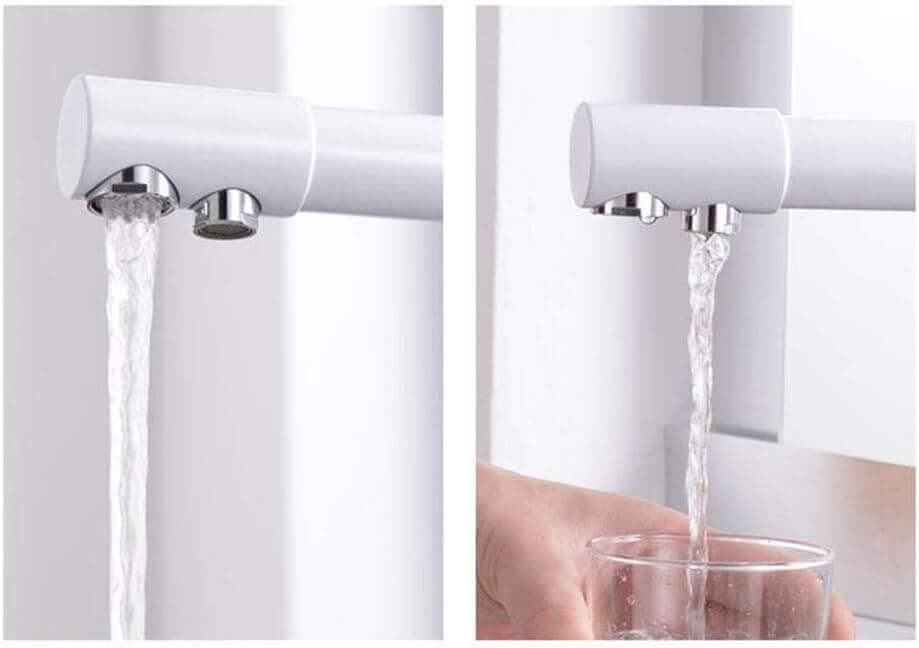 Baterie de bucatarie cu 3 cai Premier Tall White, finisaj alb, flux separat pentru apa filtrata si apa menajera rece si calda