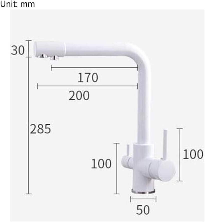 Baterie de bucatarie cu 3 cai Premier Tall White, finisaj alb, flux separat pentru apa filtrata si apa menajera rece si calda