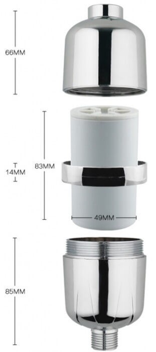 Filtru de dus AquaMax Clasic, cartus cu 15 trepte de filtrare, montare directa pe capul de dus