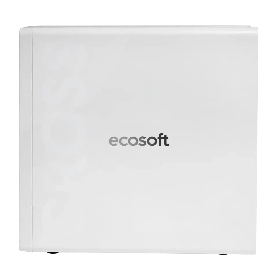 Sistem de filtrare cu osmoză inversă debit direct Ecosoft Cross60, membrană 400 GPD, filtrare 4 stadii, baterie cu indicator schimb consumabile, pompă booster inclusă, fără bazin