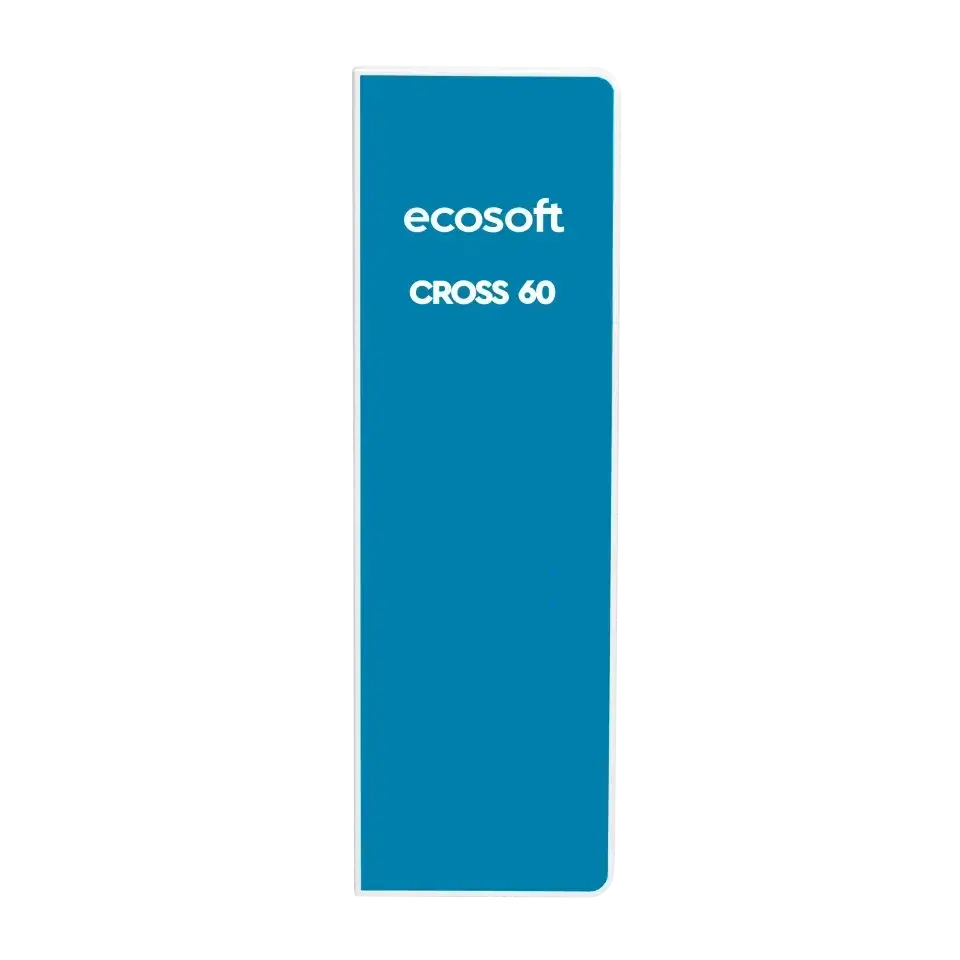 Sistem de filtrare cu osmoză inversă debit direct Ecosoft Cross60, membrană 400 GPD, filtrare 4 stadii, baterie cu indicator schimb consumabile, pompă booster inclusă, fără bazin
