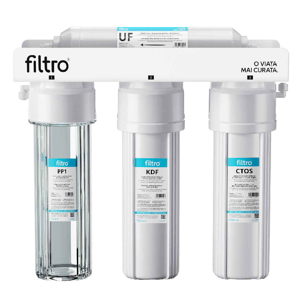 Sistem ultrafiltrare FILTRO Standard UF4, 4 stadii, membrana 0.02 microni, montaj sub blat, fara electricitate, debit 3.8 litri/min