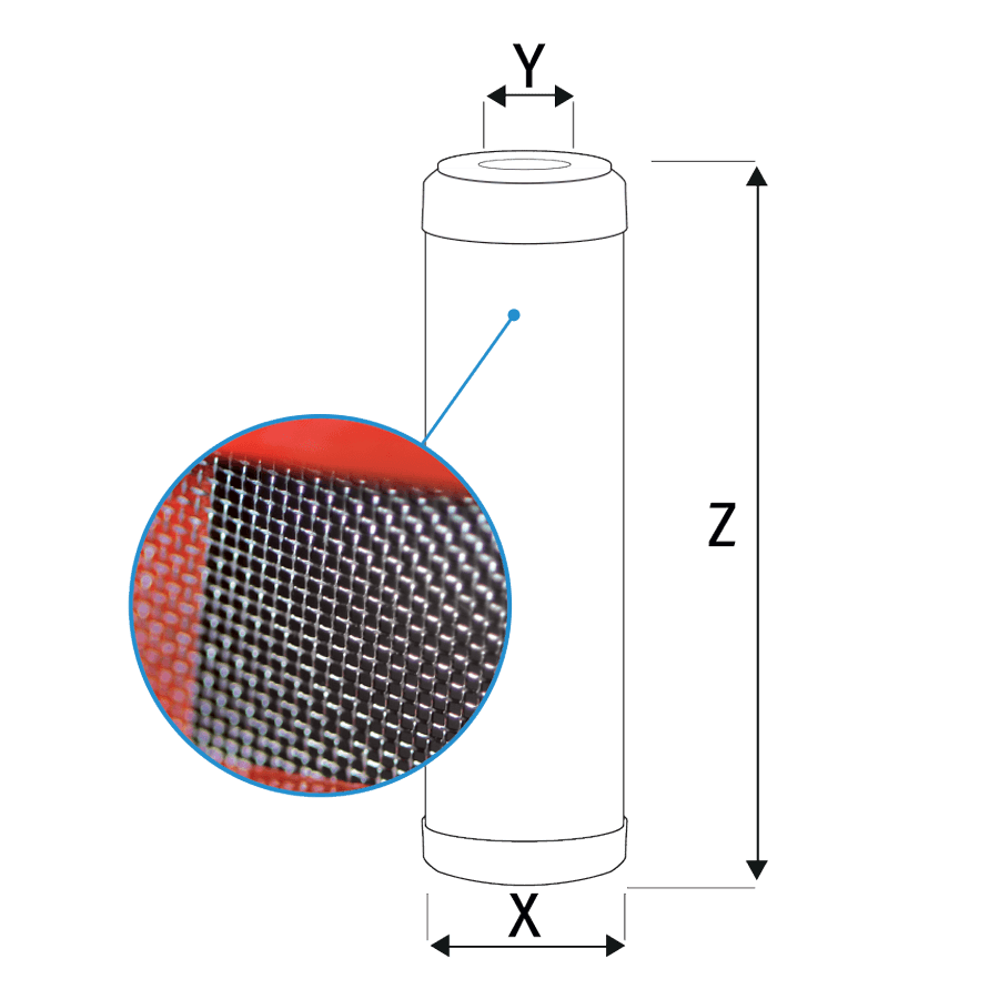 Cartuș filtrant lavabil Ecosoft CHRX, oțel inoxidabil AISI 304, filtrare 60 microni, debit 3.500 l/h, rezistent până la 90°C