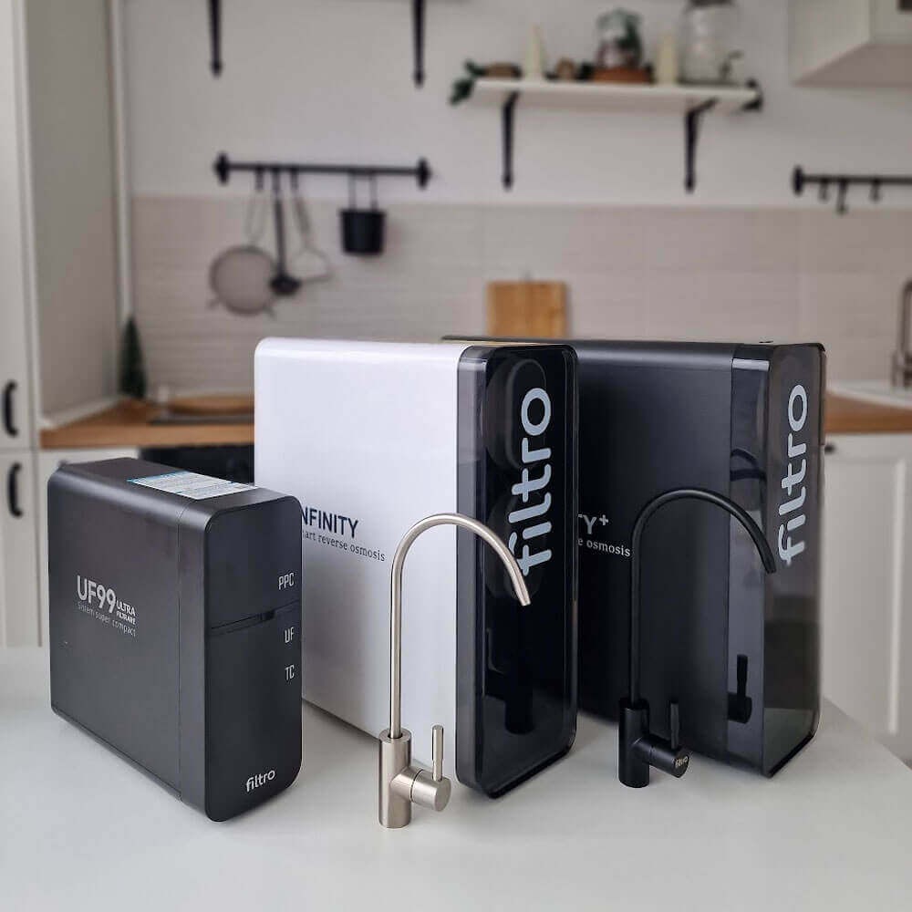 Sistem osmoza inversa direct flow FILTRO INFINITY Connect+, debit 600 GPD, pompa booster, display TDS