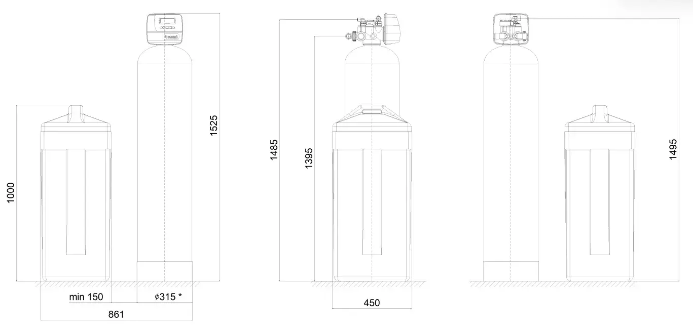 Sistem automat de tratare a apei 5-in-1 Clack WS1 PROMIX, valvă volumetrică 1 inch, tank simplex 12x52, rășină Ecomix A 50 litri, debit 2.9 m3/oră, dedurizare, deferitizare și demanganizare