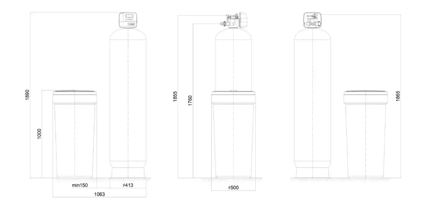 Sistem dedurizare apa automat Clack WS1 PROSOFT simplex, valva volumetrica Clack CE 1 inch, rasina Ecolite S 125 litri, debit 5.2-6.2 m3/ora, tank 16x65