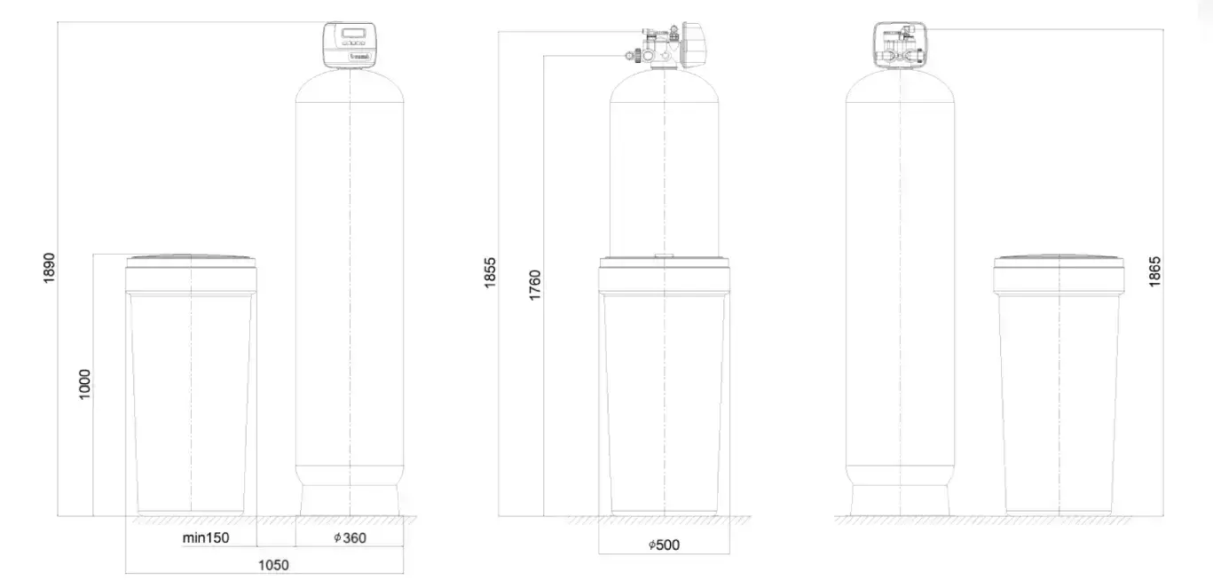 Sistem de dedurizare automat Clack WS1 PROSOFT, valvă volumetrică Clack CE 1 inch, rășină Ecolite S 100 litri, tank simplex 14x65, debit 5.0 m3/oră