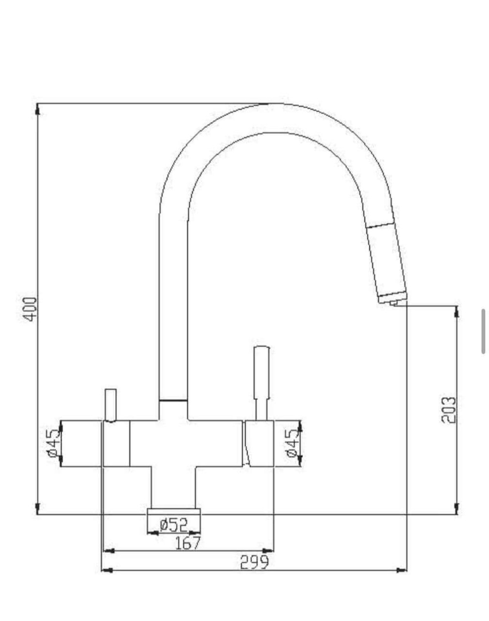 Baterie bucatarie cu 3 cai Premier Extend White, finisaj alb, furtun extensibil cu dus, flux separat pentru apa filtrata si apa menajera rece si calda