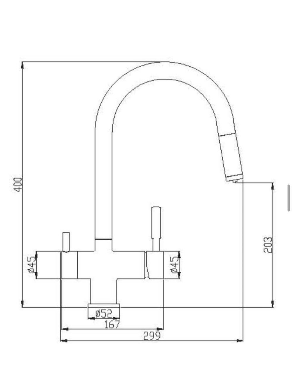 Baterie 3 căi Premier Extend Satin, finisaj crom lucios, furtun extensibil cu duș, flux separat pentru apă filtrată și apă menajeră rece și caldă