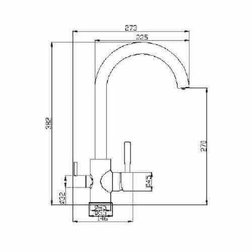 Baterie de bucatarie cu 3 cai Premier Clasic Satin, flux separat pentru apa filtrata, cartuse ceramice, finisaj satinat mat, montaj pe chiuveta, racorduri incluse