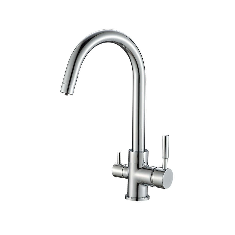 Baterie bucătărie cu 3 căi Premier Clasic Chrome, flux separat apă filtrată, cartușe ceramice, finisaj cromat lucios, montaj pe chiuvetă, racorduri incluse