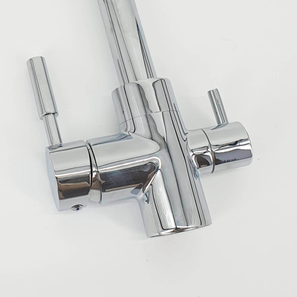 Baterie bucătărie cu 3 căi Premier Clasic Chrome, flux separat apă filtrată, cartușe ceramice, finisaj cromat lucios, montaj pe chiuvetă, racorduri incluse
