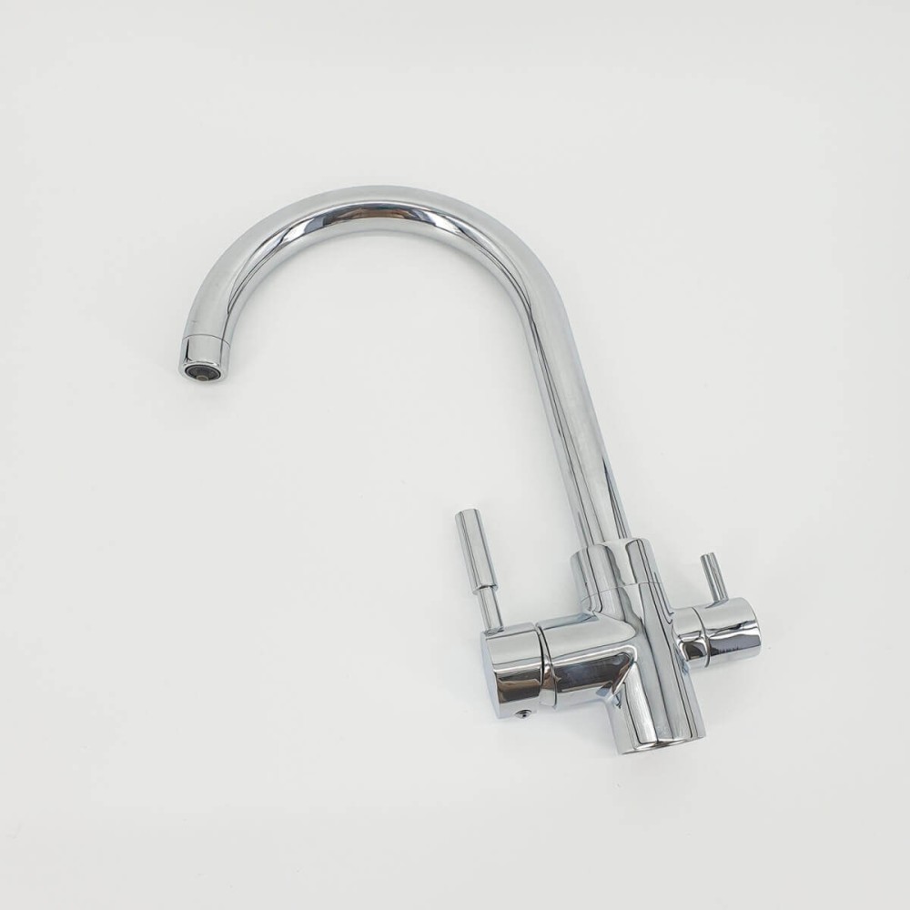 Baterie bucătărie cu 3 căi Premier Clasic Chrome, flux separat apă filtrată, cartușe ceramice, finisaj cromat lucios, montaj pe chiuvetă, racorduri incluse
