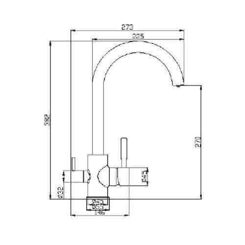 Baterie bucătărie cu 3 căi Premier Clasic Chrome, flux separat apă filtrată, cartușe ceramice, finisaj cromat lucios, montaj pe chiuvetă, racorduri incluse