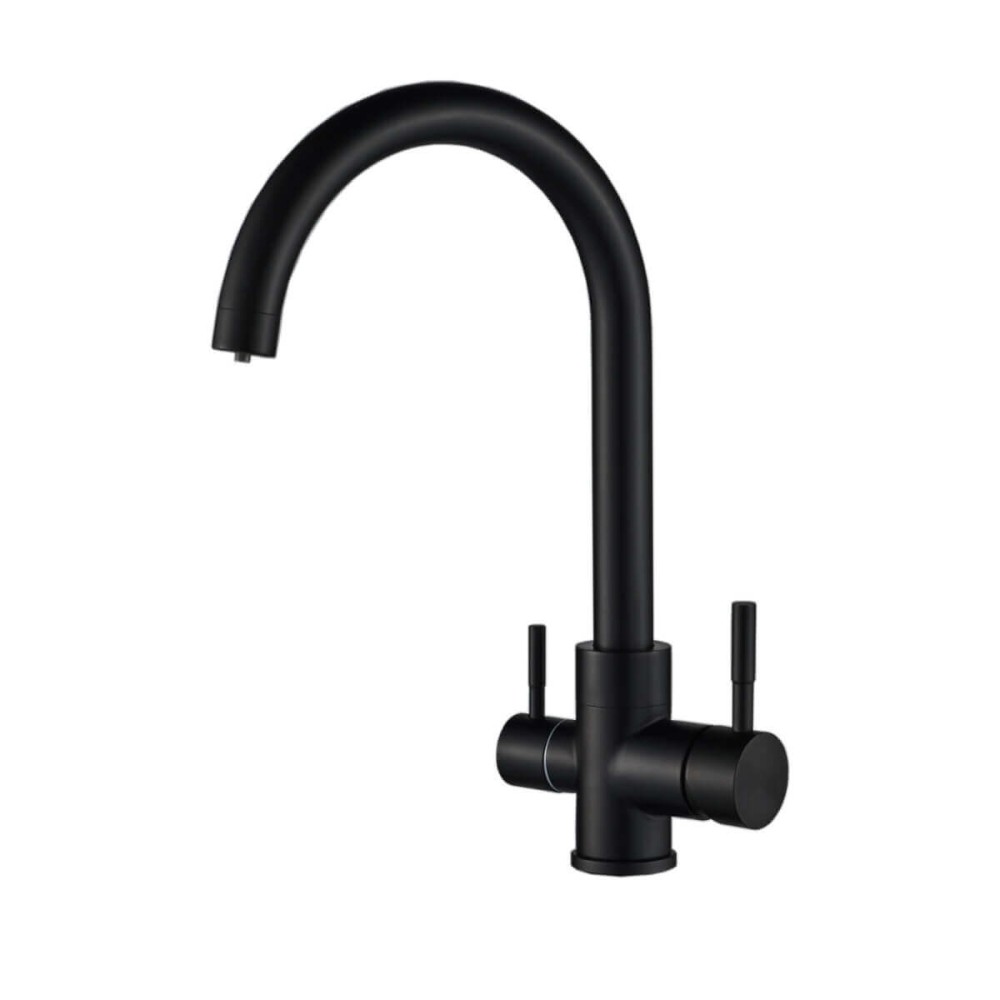 Baterie bucatarie 3 cai Premier Clasic Black, flux separat apa filtrata, cartuse ceramice, finisaj negru mat, racorduri incluse
