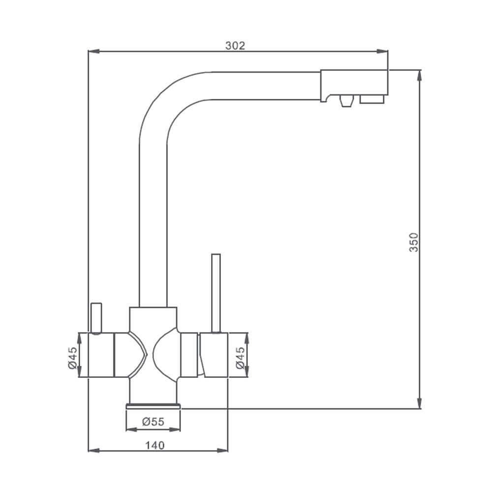 Baterie de bucatarie cu 3 cai Premier Tall Oat, finisaj bej mat granit, cale separata pentru apa filtrata, cartuse ceramice, montaj pe chiuveta