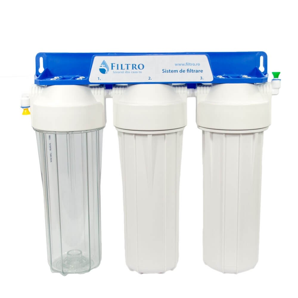 Sistem de filtrare apa Aquafilter FILTRO MF3 CLASIC, 3 stadii microfiltrare, grad 5 microni, montare sub chiuveta, baterie inclusa