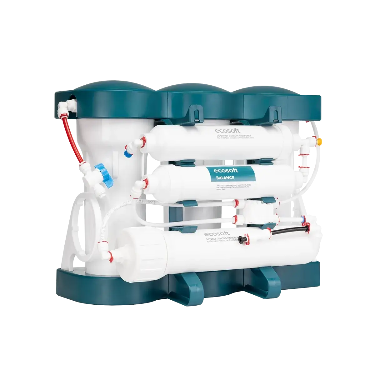 Sistem de filtrare cu osmoza inversa Ecosoft Balance, 6 stadii, membrana 75 GPD, remineralizare cu calciu si magneziu, fara pompa, bazin de stocare inclus