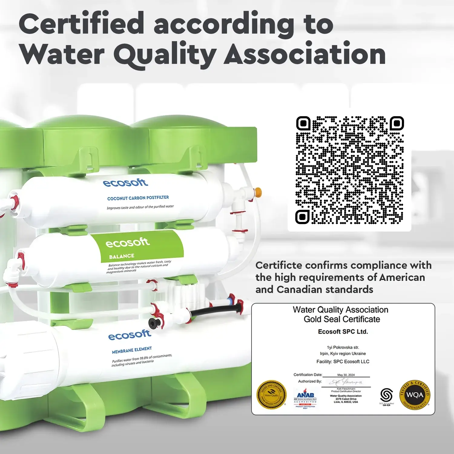 Sistem de filtrare cu osmoza inversa Ecosoft Balance, 6 stadii, membrana 75 GPD, remineralizare cu calciu si magneziu, fara pompa, bazin de stocare inclus