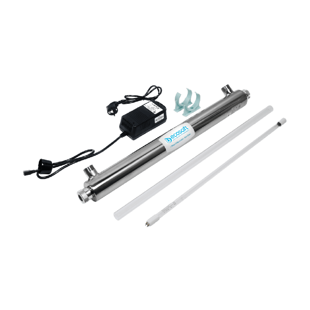 Sterilizator UV pentru apa Ecosoft E360, lampa 21W, debit 1.36 m3/ora, carcasa inox, conexiune 1 inch
