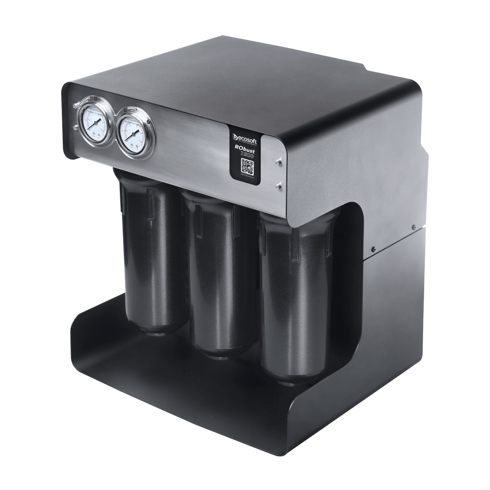 Sistem osmoza inversa profesionala Ecosoft RoBust 1500, membrana 500 GPD, debit direct fara bazin, pompa booster inclusa, filtrare in 4 stadii