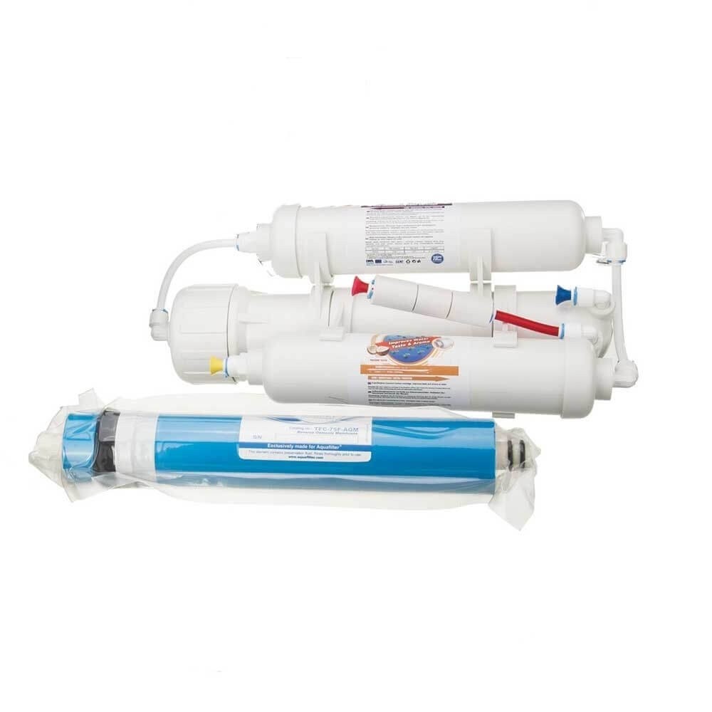 Sistem osmoza inversa acvariu Aquafilter AF-ACV-RO3, 3 stadii, prefiltrare polipropilena si carbune activat granular din coaja de cocos, debit 284 litri/zi