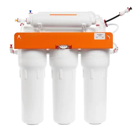 Sistem osmoza inversa Ecosoft Absolute, 75 GPD, membrana 0.0001 microni, cu remineralizare si bazin stocare 12 litri, fara pompa, 6 stadii filtrare