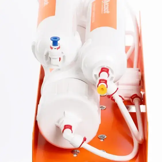 Sistem osmoza inversa Ecosoft Absolute, 75 GPD, membrana 0.0001 microni, cu remineralizare si bazin stocare 12 litri, fara pompa, 6 stadii filtrare