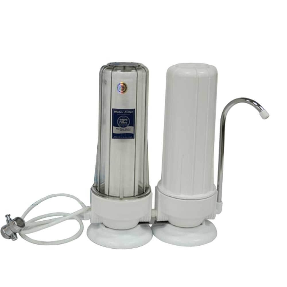 Sistem de filtrare a apei Aquafilter MF2 TOP, montaj pe blat in 2 stadii, microfiltrare 5 microni, fara gaura in blat