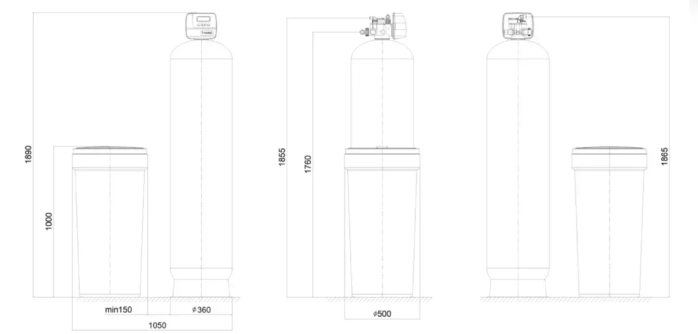 Sistem de dedurizare automat simplex Clack WS1 PRO, valvă volumetrică 1 inch, tank 14x65, debit 4.0-5.0 m3/h, rezervor sare 125-150 litri, rășină neinclusă