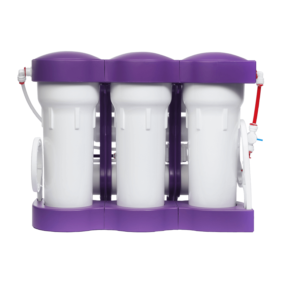 Sistem de filtrare cu osmoza inversa Ecosoft P'URE Alkafuse, 6 stadii de filtrare, membrana 75 GPD, remineralizare cu calciu si magneziu, functionare fara electricitate, bazin de stocare inclus