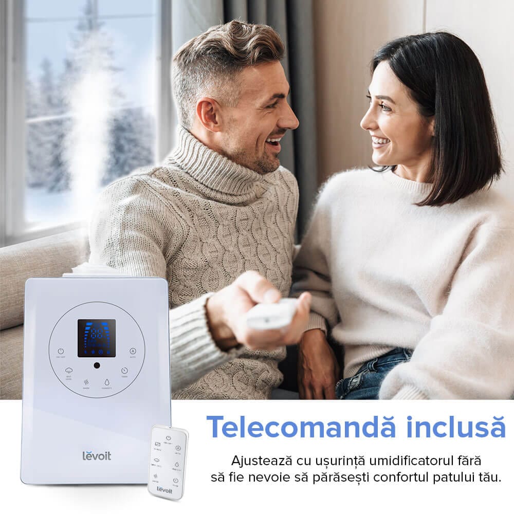 Umidificator de Aer LEVOIT LV600HH HYBRID, Ultrasonic, Rezervor 6l, Super Silentios, Aromaterapie, Functie AUTO, Autonomie 36 Ore (Lv600HH)