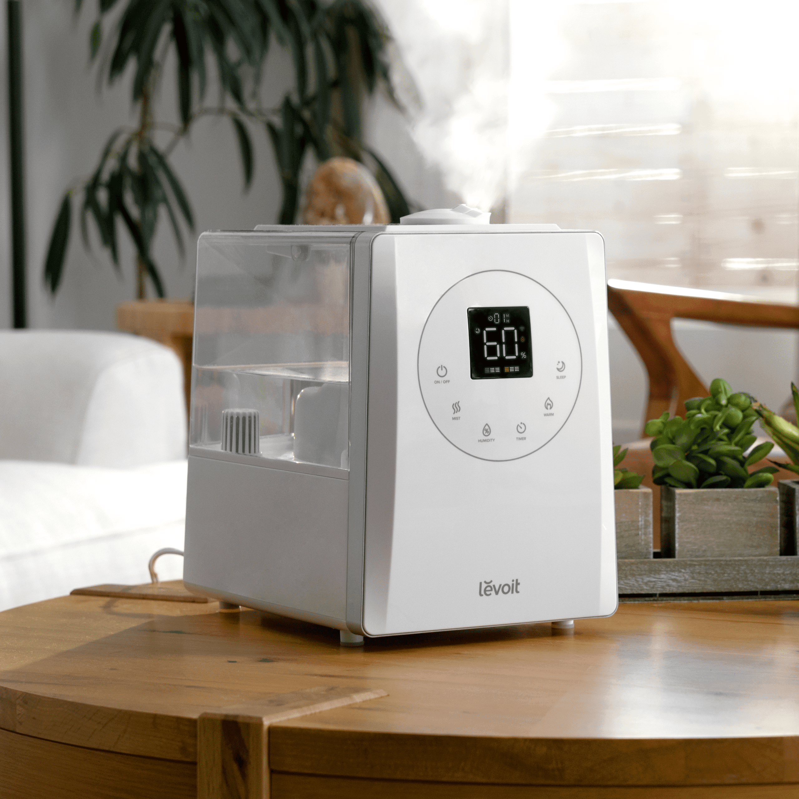 Umidificator de Aer LEVOIT LV600S SMART HYBRID, WI-FI Ultrasonic, Rezervor 6l, Super Silentios, Aromaterapie, Functie AUTO, Autonomie 50 Ore (LV600HHSMART)