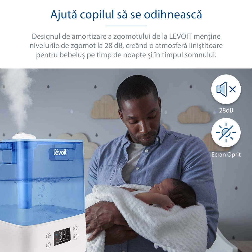 Umidificator de aer LEVOIT Classic 300S, Rezervor 6L, Super Silentios, Aplicatie Smart, Senzor Umiditate, Functie AUTO, Aromaterapie, Autonomie 60 ore, Blue (300SMARTBlue)
