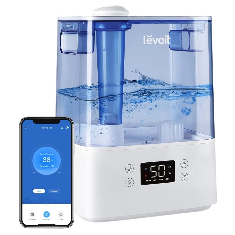 Umidificator de aer LEVOIT Classic 300S, Rezervor 6L, Super Silentios, Aplicatie Smart, Senzor Umiditate, Functie AUTO, Aromaterapie, Autonomie 60 ore, Blue (300SMARTBlue)