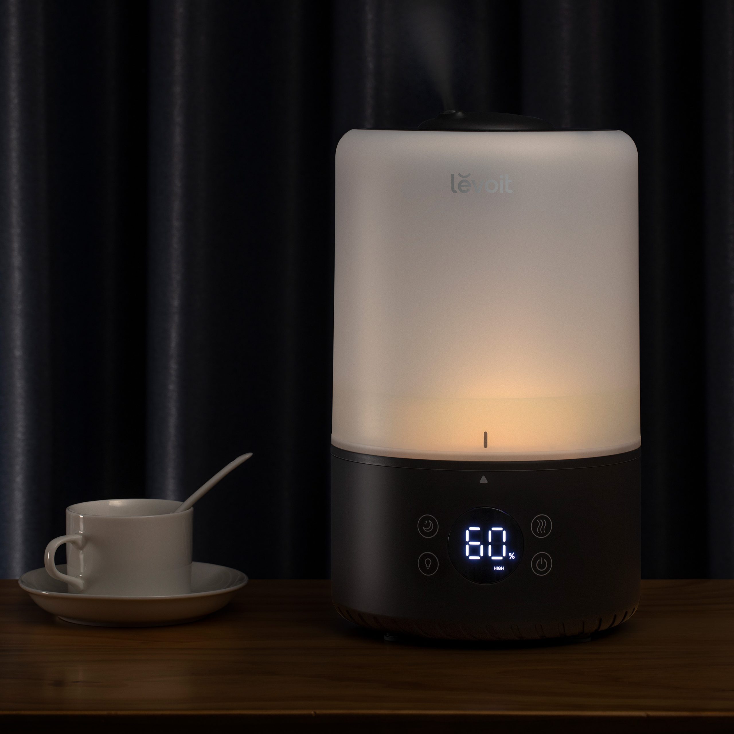 Umidificator de Aer Levoit Dual 200S PRO, SMART, WI-FI Ultrasonic, Rezervor 3l, Silentios, Aromaterapie, Functie AUTO, Autonomie 25 Ore, Design Black (Dual200SPro)